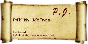 Pákh János névjegykártya