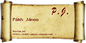 Pákh János névjegykártya