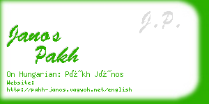 janos pakh business card